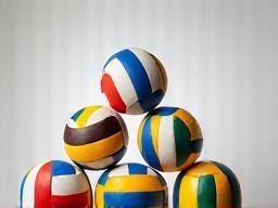 Stacked volleyballs of different types